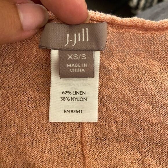 J.Jill, linen blend short sleeve coral colored top - Picture 6 of 8